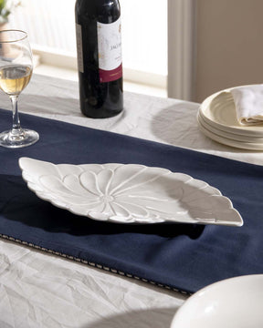 All White Embossed Serving Platter - The Decor Kart