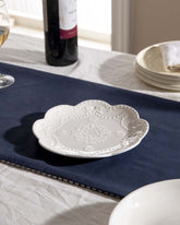 All White Embossed Quarter Plate - The Decor Kart