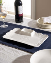 All White Embossed Chip n Dip Platter - The Decor Kart