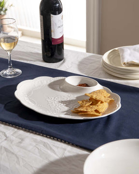 All White Embossed Chip n Dip Platter - small - The Decor Kart