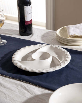 All White Swirl Chip n Dip Platter - The Decor Kart