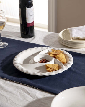 All White Swirl Chip n Dip Platter - The Decor Kart