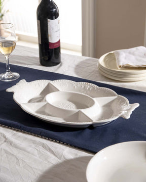 All White Embossed Chip n Dip Platter - The Decor Kart