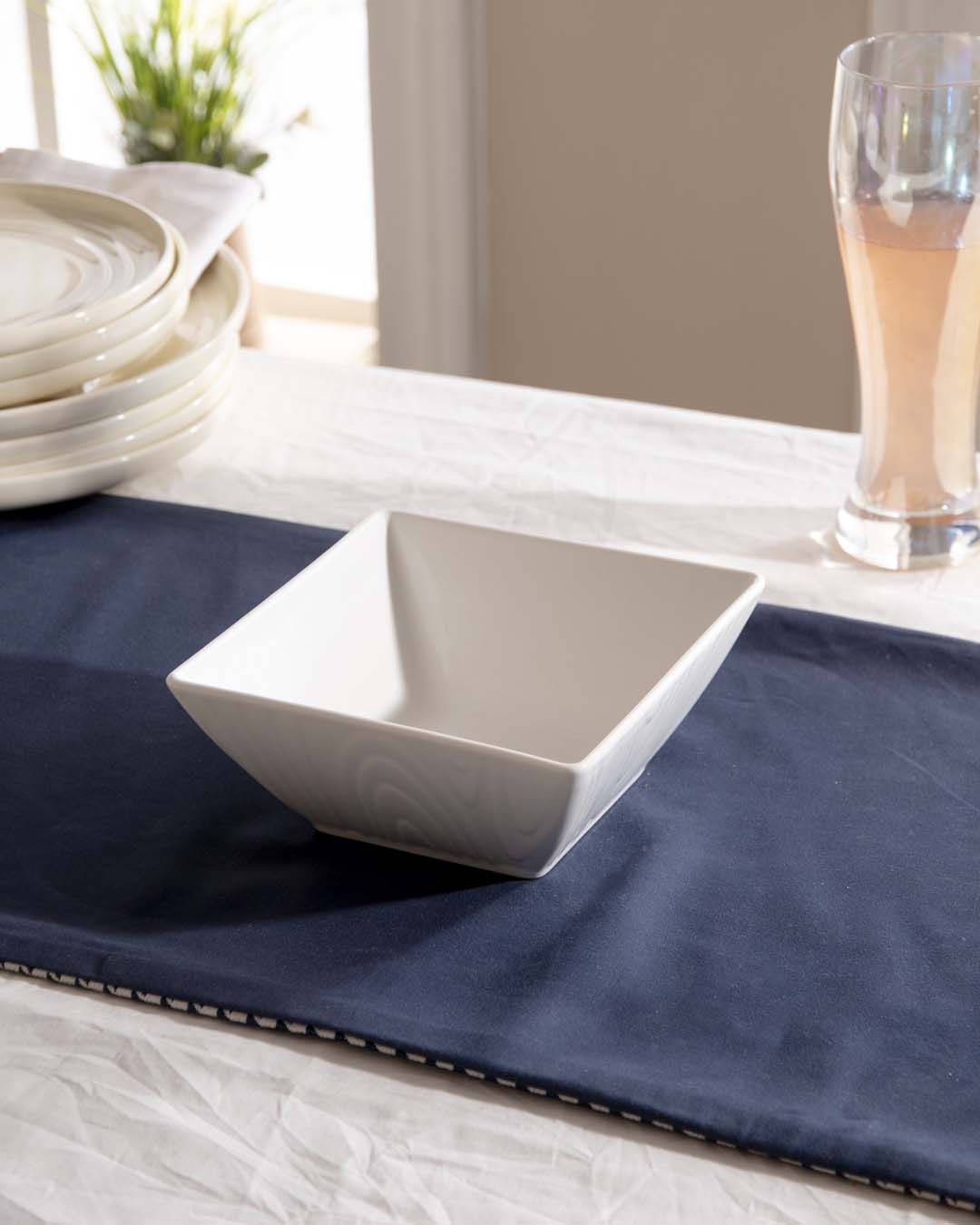 All White Snowy Square Bowl - The Decor Kart