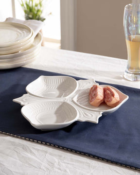 All White Embossed Chip n Dip Platter - The Decor Kart