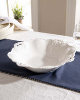 All White Embossed Fruit Bowl - The Decor Kart