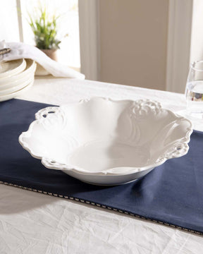 All White Embossed Fruit Bowl - The Decor Kart