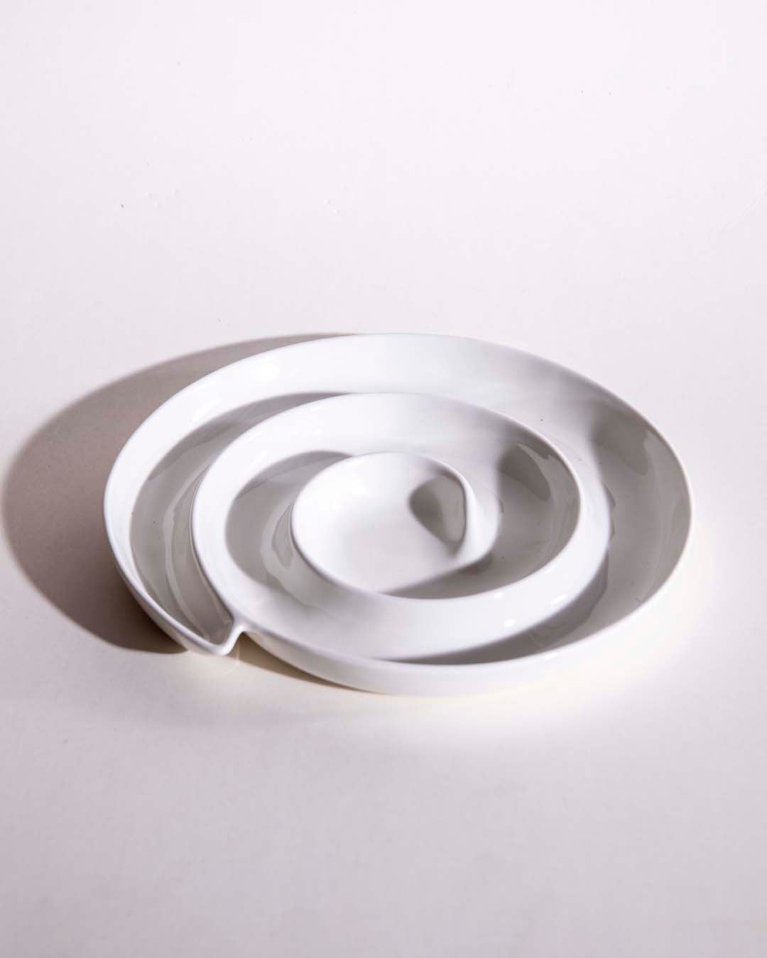 All White Swirl Chip n Dip Platter - The Decor Kart