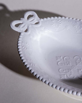 All White Embossed Oval Serving Bowl - The Decor Kart