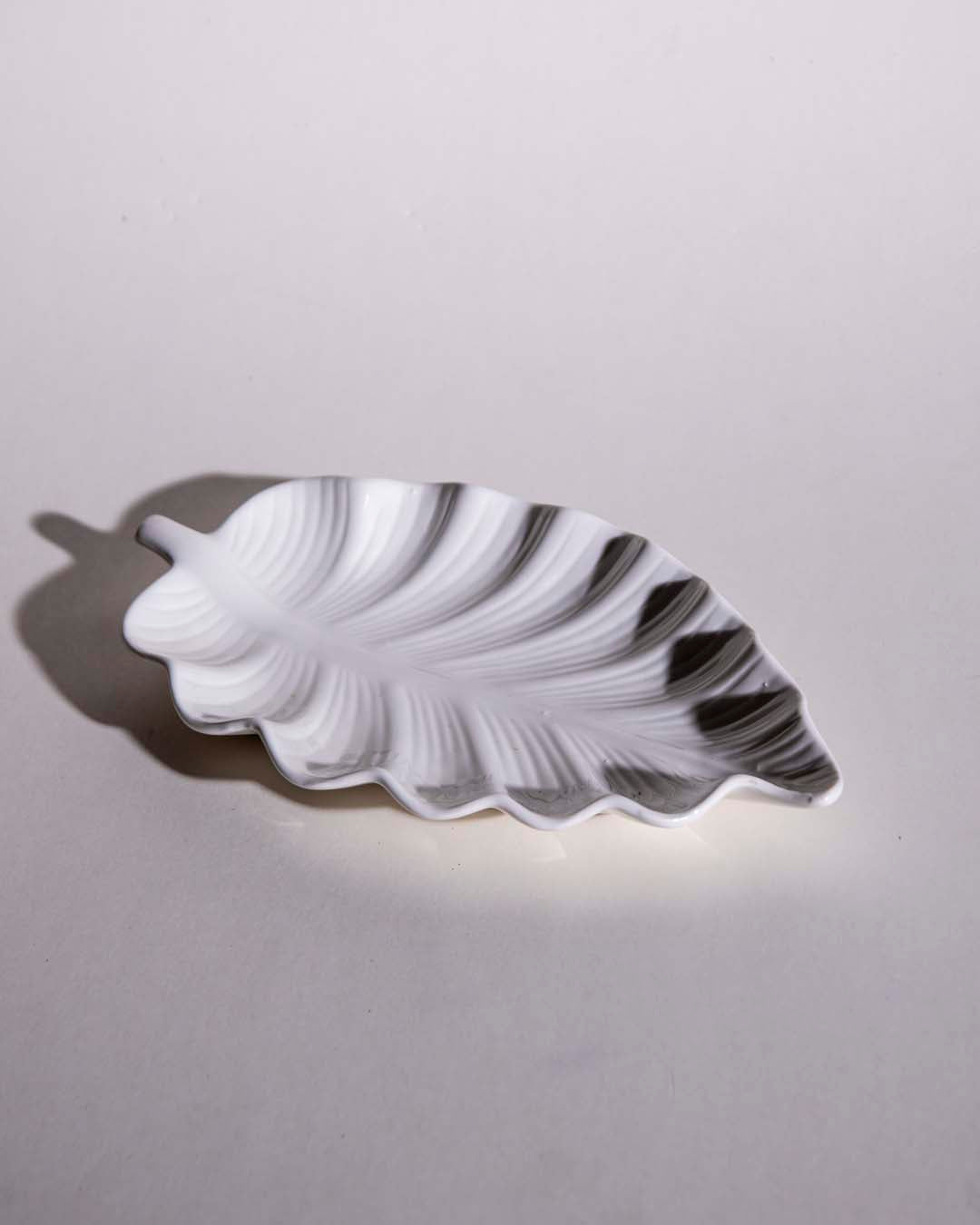 All White Leaf Platter - The Decor Kart