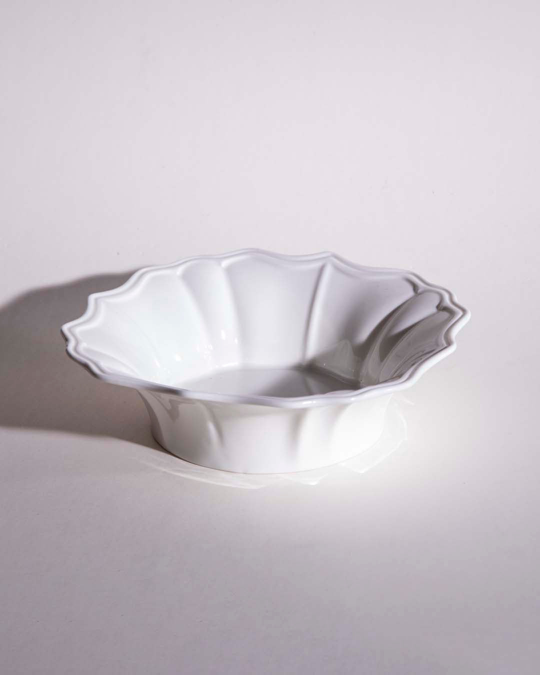 All White Embossed Serving Footed Bowl - The Decor Kart