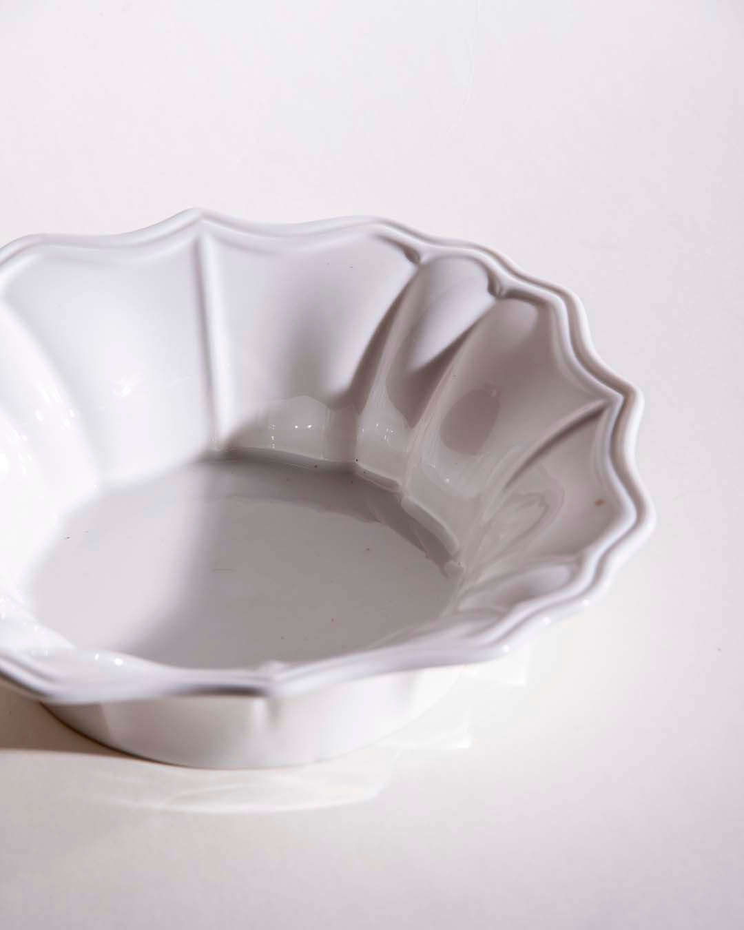 All White Embossed Serving Footed Bowl - The Decor Kart