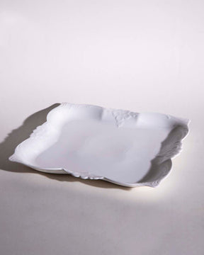 All White Embossed Serving Platter - The Decor Kart