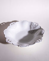 All White Embossed Footed Fruit Bowl - The Decor Kart