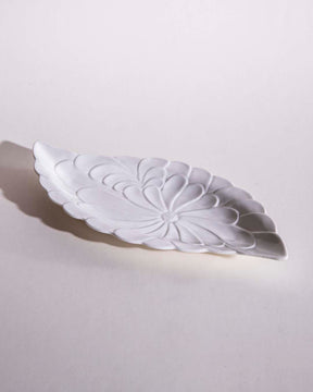 All White Embossed Serving Platter - The Decor Kart