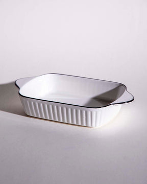 All White Striped Serving Bowl - The Decor Kart