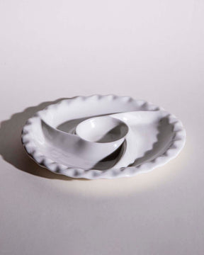 All White Swirl Chip n Dip Platter - The Decor Kart