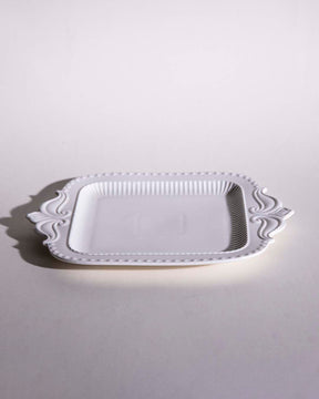 All White Embossed Serving Platter - Large - The Decor Kart