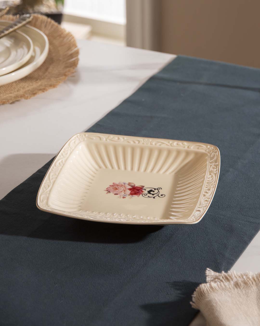 Country Roses Shallow Platter - The Decor Kart