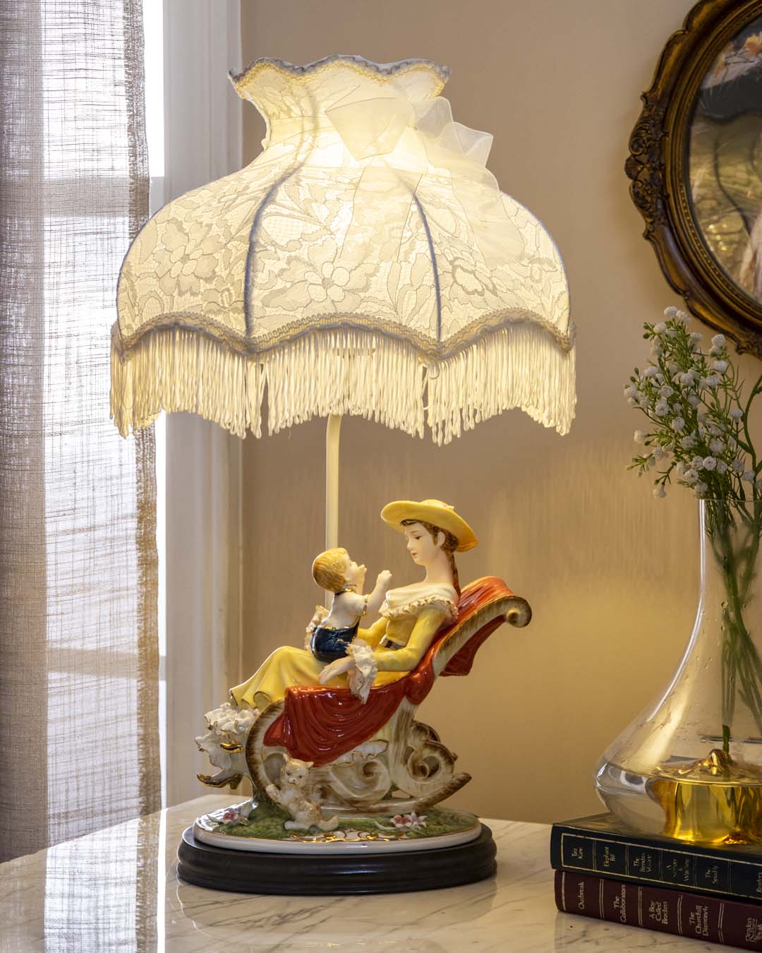 'Mother's Love' Capodimonte Figurine Lamp - The Decor Kart