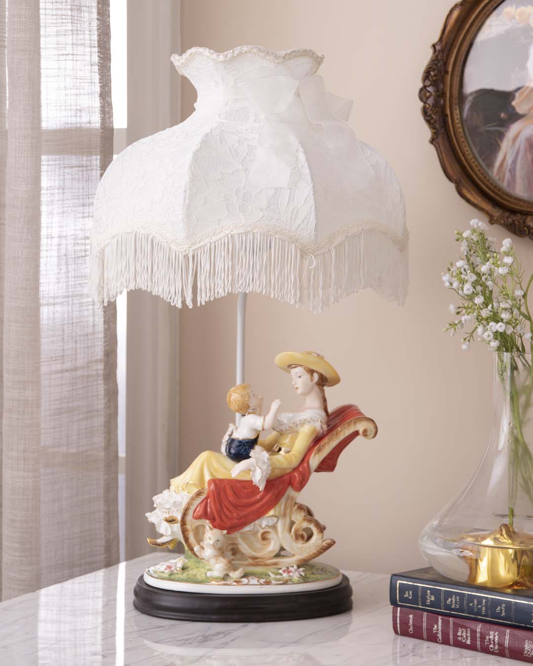 'Mother's Love' Capodimonte Figurine Lamp - The Decor Kart