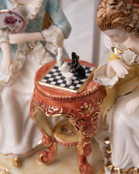 'Playing Chess' Capodimonte Figurine Lamp - The Decor Kart