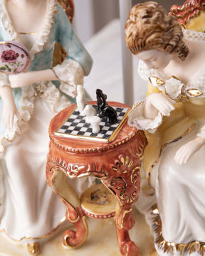 'Playing Chess' Capodimonte Figurine Lamp - The Decor Kart