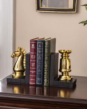 Chess Bookend Set - Gold - The Decor Kart