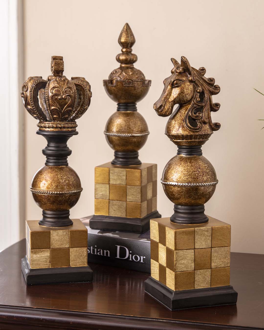 King, Queen & Knight Oversized Chess Pieces - Set of 3 - The Decor Kart