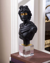 Apollo Bust on Glass Cube - Black - The Decor Kart