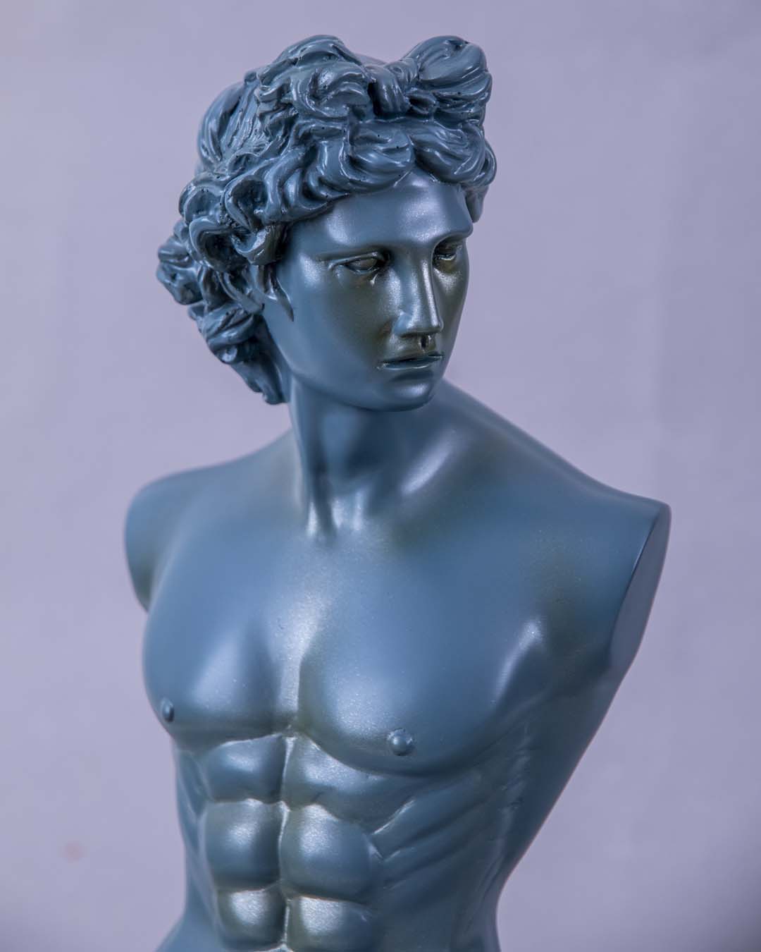 Michelangelo David Bust on Glass Cube - Blue - The Decor Kart