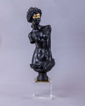 Venus de Milo Bust on Glass Cube - Black - The Decor Kart