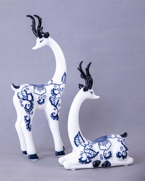 The Reindeer Porcelain Figurines - Set of 2 - The Decor Kart