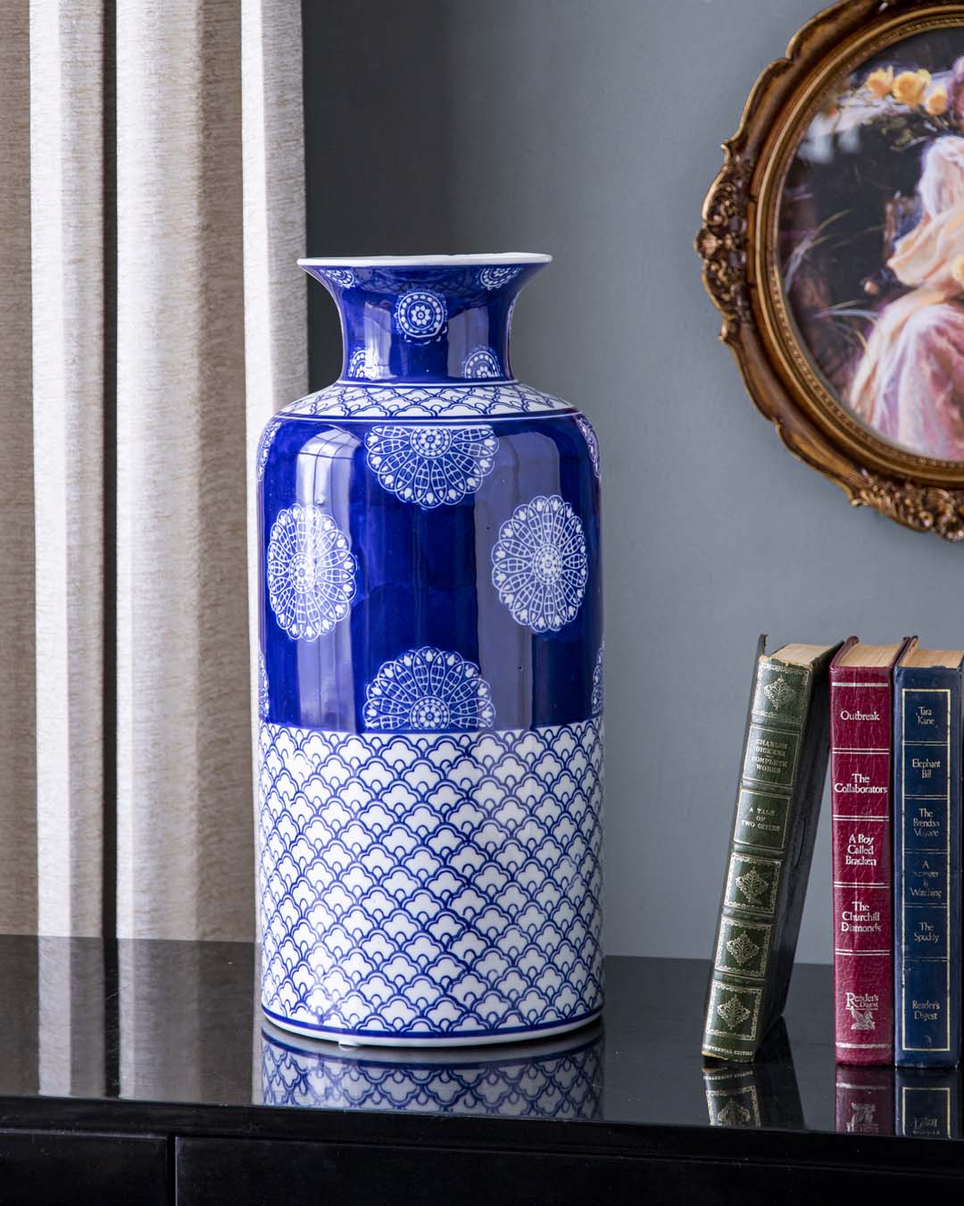 Morocco - Blue & White Flower Vase - The Decor Kart