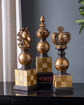 King, Queen & Knight Oversized Chess Pieces - Set of 3 - The Decor Kart