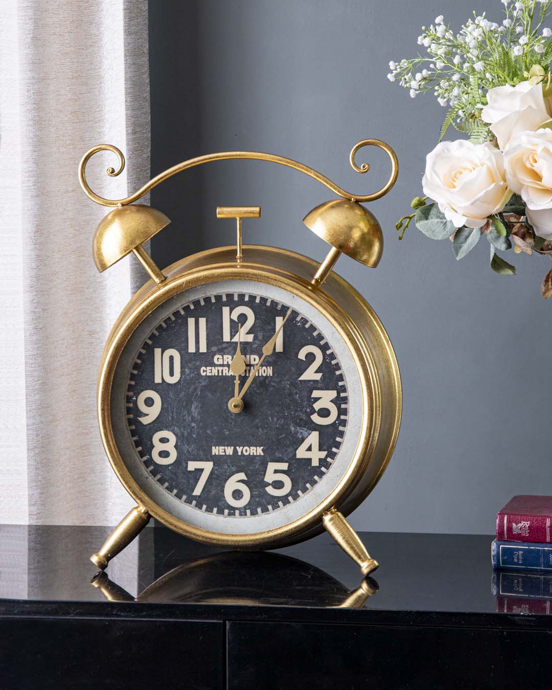 'Antiquite' Rustic Gold Table Clock - The Decor Kart