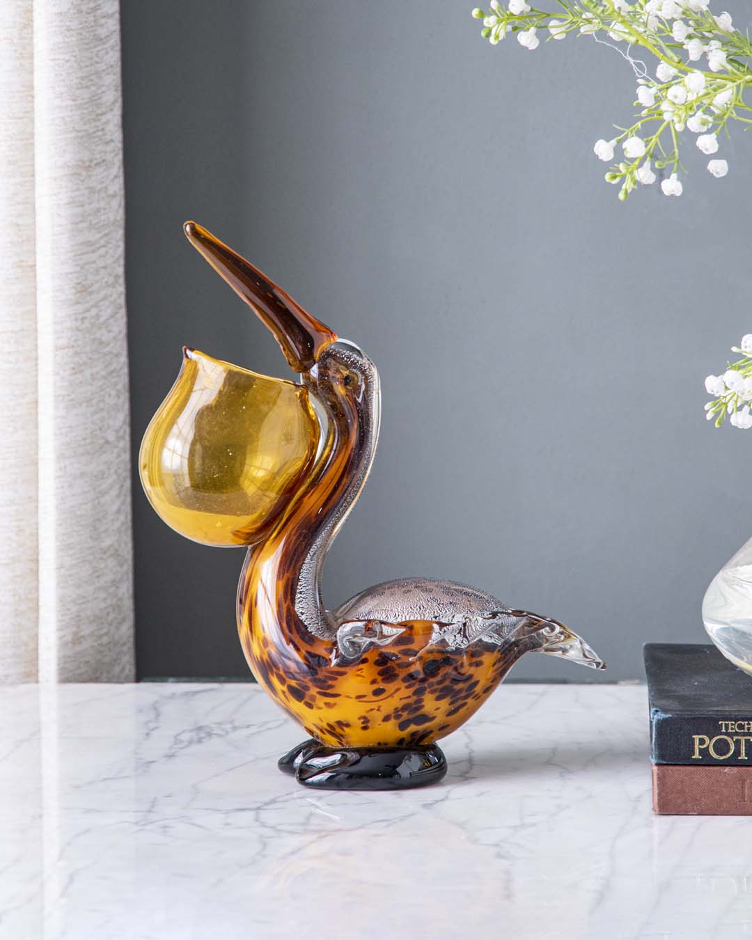 Pelican with an Open Beak Glass Figurine - The Decor Kart