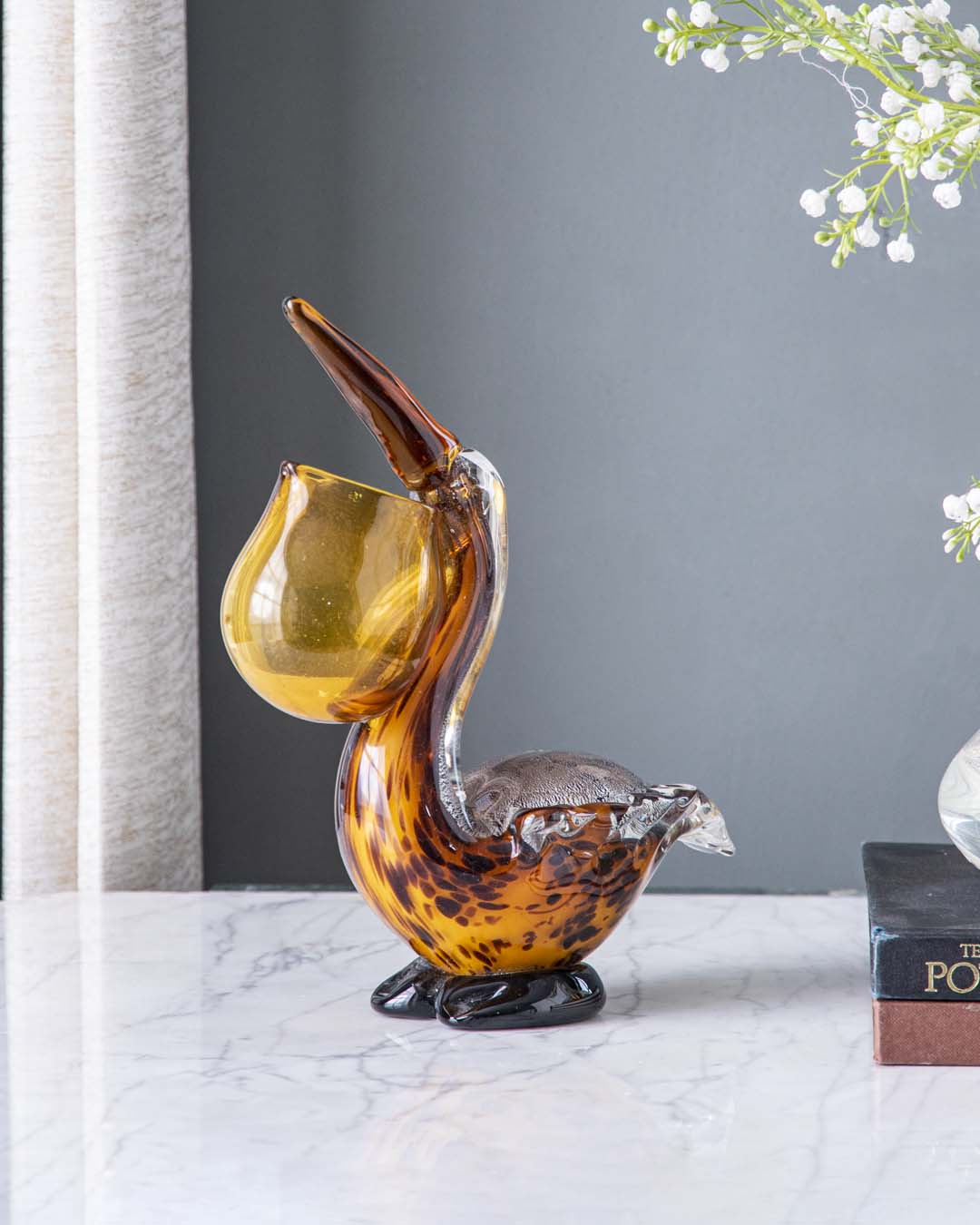 Pelican with an Open Beak Glass Figurine - The Decor Kart