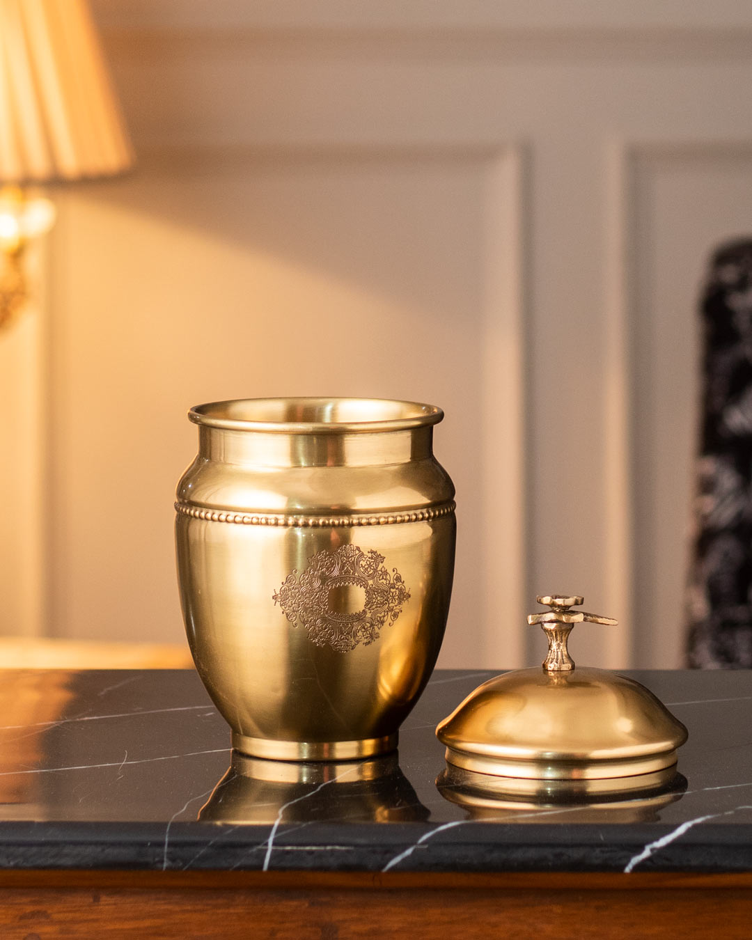Octavian Brass Jar with Lid - Small