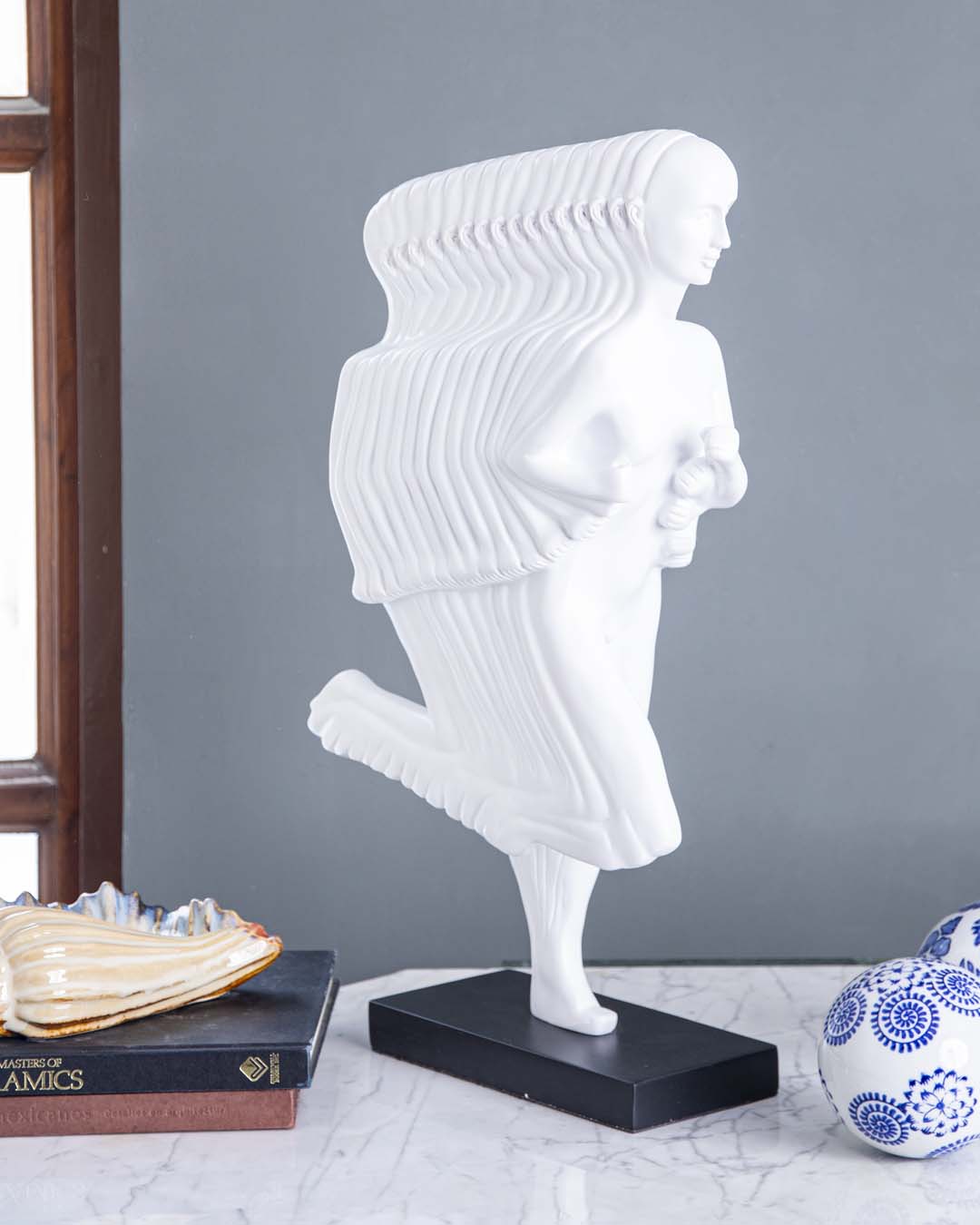 Running Girl Statue - White - The Decor Kart