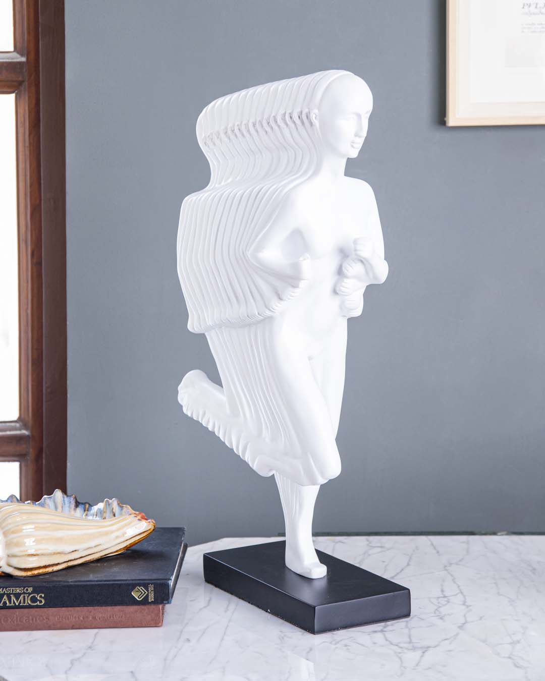 Running Girl Statue - White - The Decor Kart