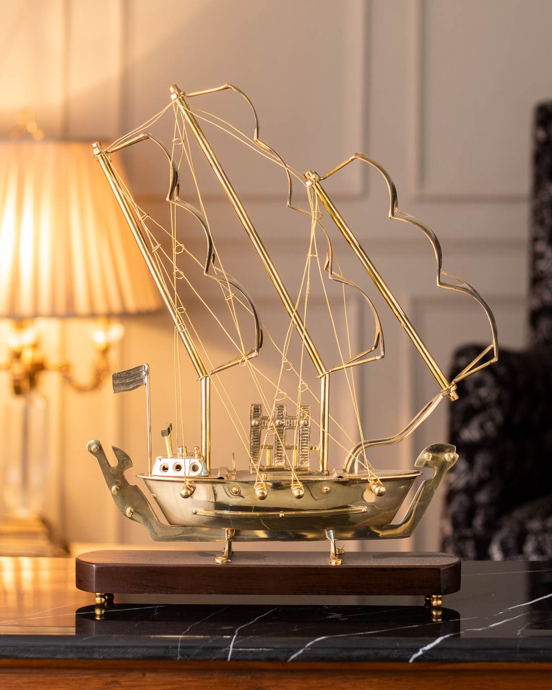 'Golden Age' Handcrafted Brass Model Ship - Large - 26" - The Decor Kart