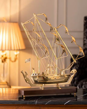 'Golden Age' Handcrafted Brass Model Ship - Large - 26" - The Decor Kart