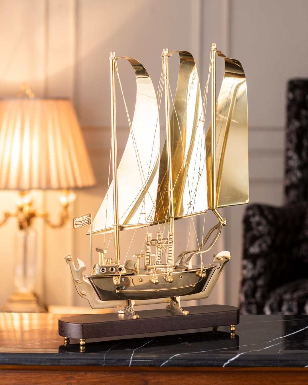 'Commodore' Handcrafted Brass Model Ship - 15"
