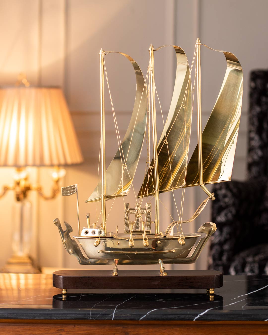 'Commodore' Handcrafted Brass Model Ship - 15"