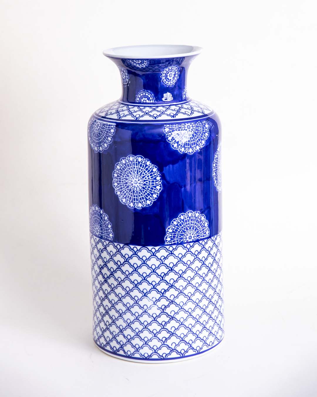 Morocco - Blue & White Flower Vase - The Decor Kart