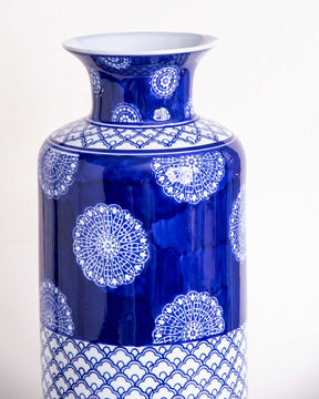 Morocco - Blue & White Flower Vase - The Decor Kart