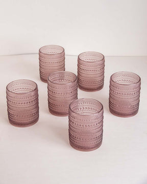 Bubble Embossed Tumbler Glass Purple - Set of 6 - The Decor Kart