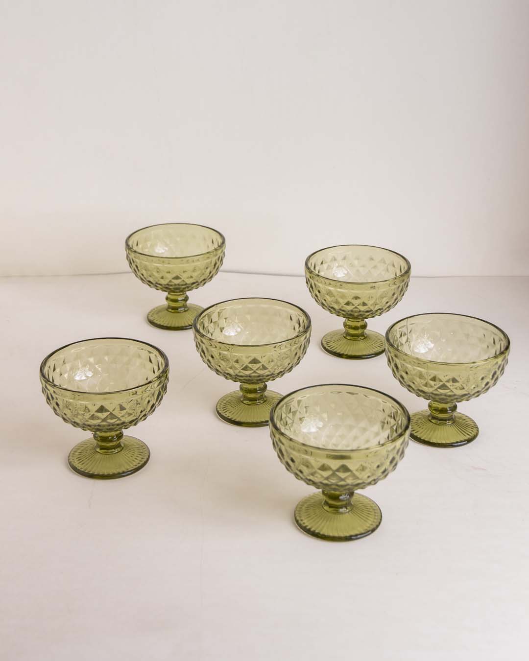 Vintage Cocktail Coupe - Olive Green - Set of 6 - The Decor Kart