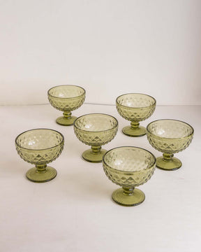 Vintage Cocktail Coupe - Olive Green - Set of 6 - The Decor Kart